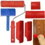 Ensemble de 6 outils de veinage du bois, rouleau de peinture imitation bois avec poignées en plastique et caoutchouc, pour créer des effets de bois réalistes pour la décoration murale