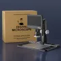 Digital Microscope 1600X 12MP Camera Sensor Coin Microscope 7\ Touch LCD Microscope with Wired Remote 28 LED Fill Lights For PC