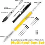 9-in-1 Multi-Tool Stylus Pen LED Light Screwdriver Ruler Bottle Opener Heavy Duty Aluminum Portable Design Perfect Gift for DIY Enthusiasts Handymen Extra Refills Black Yellow