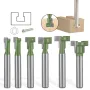 Conjunto de brocas de roteador com haste de 6 mm e 1/4 de polegada, parafusos de ranhura em T, conjunto de brocas de roteador com 1/4 e 5/16 e 3/8 e 9/16 e 1/2 e 5/8 de polegada de diâmetro da lâmina