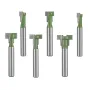 Conjunto de brocas de roteador com haste de 6 mm e 1/4 de polegada, parafusos de ranhura em T, conjunto de brocas de roteador com 1/4 e 5/16 e 3/8 e 9/16 e 1/2 e 5/8 de polegada de diâmetro da lâmina