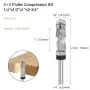 LAVIE 1/4\ Shank Woodworking Solid Carbide CNC Router Bit Spiral Compression Top Bearing Flush Router Bit Ideal for Carving Trimming Milling