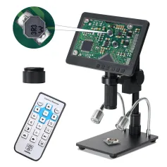 HAYEAR 26MP HDMI-compatible Digital Microscope 2100X Digital Magnification Adjustable 7 inch Screen 60fps Hight Frames Rate Microscope Camera with HDR Mode Can Eliminate Metal Reflection For Soldering HY-2070