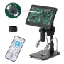 HAYEAR 26MP HDMI uyumlu Dijital Mikroskop 2100X Dijital Büyütme Ayarlanabilir 7 inç Ekran 60fps Yüksek Kare Hızı HDR Modlu Mikroskop Kamera Lehimleme İçin Metal Yansımasını Ortadan Kaldırabilir HY-2070