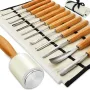 12pcs Woodworking Carving Chisel Set Cr-V Material Blade Wooden Handle Beginner DIY Carving Set Woodworking Tools