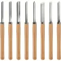 8PCS Professional Wood Turning Chisels Set High-Speed Steel Blades Lathe Chisel Kit with Skew Parting Spear Point Gouges Round Nose for Woodworking Lathe