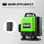 Livella laser a luce verde HILDA, ad alta precisione, 12 linee 3D, 16 linee 4D, facile da usare, con attacco a parete, alimentato a batteria, telecomando con batteria al litio