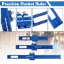 3PCS Woodworking Ruler-Aluminum Pocket Rulers with Slide Stop Woodworking T-Type Scribing Rule Marking Measuring Ruler Slide Square Rule for Engineers