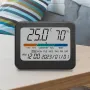 Termômetro interno multifuncional 323 com medidor de umidade Leituras precisas Indicador de conforto Exibição de hora, data e semana Alimentado por pilhas CR2032
