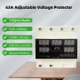 Five-Screen Auto-Switching Three-Phase Digital Voltage Protector 63A 220V Adjustable Over/Under Voltage Protection Device with Real-Time Monitoring