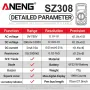 Multimetro digitale portatile ANENG SZ308, amperometro con resistenza di corrente e tensione AC/DC con uscita a diodo, misurazione del transistor HFE e indicazione di batteria scarica.