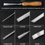 12Pcs Wood Chisel Set Cr-V Steel Blades Solid Wood Handles Sharp Beveled Edges Ideal for Carving Hardwood and Softwood