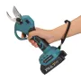 VIOLEWORKS 21V Brushless Pruning Shears with 1500mAh Battery and European Charger in Blue and Black - Compact Plastic Case with CE Label and 30mm Opening.