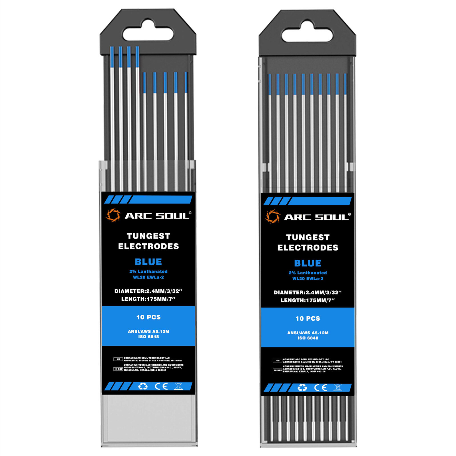 ARC SOUL 10PCS High Stability Tungsten Welding Rods Tri-color 1.6mm or 2.4mm Diameter Variety of Alloy Types for Versatile Welding Needs AC & DC Compatibility