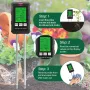 Penguji Tanah 6-dalam-1 Suhu PH Kelembapan Meter Nutrien Kesuburan Cahaya Matahari dengan Paparan Digital untuk Berkebun dan Pertanian