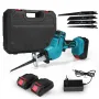 Wolike 88VF Sladdlös Tigersåg Batteridriven Elsåg För Metall/Trä/PVC-Rör/Träd Med 4 Sågblad & Batteri För Makita