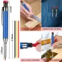 Set Pensil Tukang Kayu Padat Logam Untuk Penanda Lubang Dalam Dengan Isi Ulang Ujung Penanda Pertukangan Kayu Pensil Mekanik Lubang Dalam