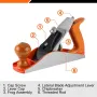 Pony Jorgensen No.4 Smooth Plane 10\ Wood Planer Hand Planer for Woodworking Hand Plane Wood Plane Jack Plane for Trimming Wood Planing Craft Smoothing Plane with Ductile Iron Body Adjustable Cutting Depth