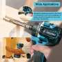 Drillpro 20+1 Brushless Electric Screwdriver 1000W Torque with Dual Speed Capabilities Compatible with Mak 18V Batteries Ideal for Steel and Woodworking Tools
