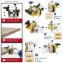 Dispositivo di mortasatura per macchina di rifilatura da 65 mm, staffa di scanalatura 2 in 1, elementi di fissaggio invisibili, localizzatore di punzoni, guida lineare, utensile per lavorazione del legno