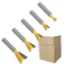 LAVIE 5pcs 8mm 1/2\ 12mm Shank Dovetail Joint Router Bit 1/4\ 3/8\ 1/2\ 5/8\ 3/4\ Cutting Dia Woodworking CNC Engraving Milling Cutter
