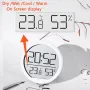 Thin Magnetic Digital LED Wall Clock with Large LCD Display Date Temperature Humidity USB Powered Compact Design for Home Office Wall or Desk Decoration