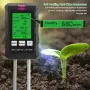 Penguji Tanah 6-dalam-1 Suhu PH Kelembapan Meter Nutrien Kesuburan Cahaya Matahari dengan Paparan Digital untuk Berkebun dan Pertanian