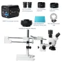 MUSTOOL 3.5X 90X Simul-Focal Double Boom Stand Trinocular Stereo Zoom Stereo Microscope 24MP 4K HDMI-compatible Camera 56 LED Light Microscopie