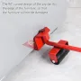 Furniture Lifter Mover Set with Universal Wheel Heavy Duty 400kg Capacity Red Compact Roller Bar Hand Tools for Easy Efficient Moving