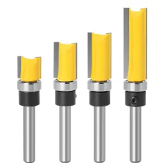 6.35mm Shank Router Bit Pattern Flush Trim Blade Bearing 1/2\ Straight End Mill Slotting Milling Cutter For Woodworking Dia 12.7mm