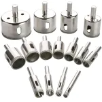 15PCS 15mm-50mm Diamond Drill Bits Hole Saw Diamond Drill Bit Set For Diamond Coating Carbon Steel For Glass Ceramics Porcelain Ceramic Tile