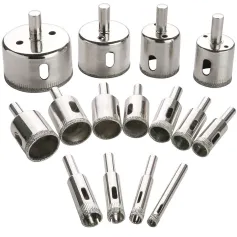 15PCS 15mm-50mm ダイヤモンドドリルビット ホールソー ダイヤモンドドリルビットセット ダイヤモンドコーティング 炭素鋼 ガラス セラミックス 磁器 セラミックタイル用