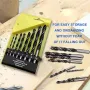 8-Piece Woodworking Drill Bit Set High Carbon Steel Brad-Point Tip 3mm to 10mm Fits Hand Electric Drills with Plastic Case