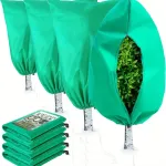 4-Pack Winter Plant Protection Covers 80x120cm Green Zipper Drawstring Cold Weather Jackets Shrubs and Trees Freezing Protection