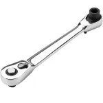 2-in-1 Mini Socket Ratchet Wrench 72-Tooth Dual-Head Design Chrome-Plated Accepts 1/4\\ Hex Bits Magnetic Power for Tight Spaces