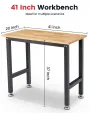 ENJOYWOOD 41 inch werkbank met rubberhouten blad, 1500 lbs laadvermogen voor houtbewerking, garage, werkplaats, kantoor, winkel