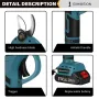 VIOLEWORKS 21V Brushless Pruning Shears with 1500mAh Battery and European Charger in Blue and Black - Compact Plastic Case with CE Label and 30mm Opening.