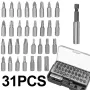 31PCS Drill Bits Set with PH PZ SL H T Sizes and 60mm Extension Rod in Plastic Case Versatile Heavy-Duty and Ideal for All Your Drilling Needs