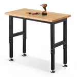 ENJOYWOOD 41 inch Workbench Workstation with Rubber Wood Top 1500 LBS Load Capacity for Woodworking Garage Workshop Office Shop