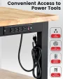 ENJOYWOOD WB0102-Plus 60 Inch Workbench with Pegboard & Rubber Pad / Adjustable Height / 2000 LBS Load Capacity / Power Outlet for Woodworking Garage Workshop Office Shop