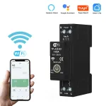 Tuya WiFi Intelligent Circuit Breaker 1P 63A Energy Monitor Real-time Tracking Energy Consumption with Alexa Google Assistant Compatibility Remote Control for Home Office Apartment