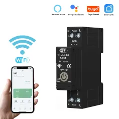 Tuya WiFi Intelligent Circuit Breaker 1P 63A Energy Monitor Real-time Tracking Energy Consumption with Alexa Google Assistant Compatibility Remote Control for Home Office Apartment