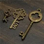 11Pcs Antique Vintage Old Look Skeleton Key Set Pendant Heart Bow Steampunk Lock 