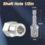 6PCS Wireless Drill Adapter Stainless Steel Crank Handle High-Quality 1/2 Inch Shaft Hole 1/4 Inch Through Hole Fits Ratchet Bar Trailer Crank