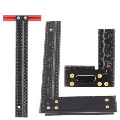 Aluminum Alloy Multi-angle Measuring Ruler Square Ruler Parallel Line Drawing Hole Scribing Ruler Ideal Layout Tool for Carpentry / Engineering / DIY Projects