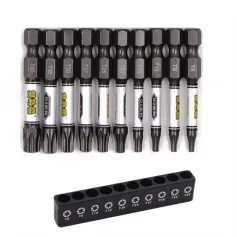 1/4 Screwdriver Bit Set 11pcs Magnetic Drill Bits Hex Shank Impact Driver Torx Cross Hex Plum Blossom Head White Grey