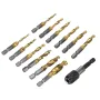 Drillpro 13 stuks M3-M10 metrische schroefdraadtapboorset met zeskantschacht, boor met samengestelde schroefdraad, handgereedschap met verbindingsstang