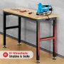 ENJOYWOOD Banco da lavoro da 60 pollici con presa di corrente, capacità di carico di 2000 libbre, tavolo da garage, scrivania, banco da lavoro regolabile in altezza per garage/laboratorio di falegnameria/ufficio/casa