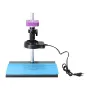 Videocamera per microscopio digitale industriale HAYEAR da 51 MP + obiettivo C-Mount 130X, luce ad anello a 56 LED + supporto per riparazione PCB