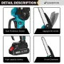 VIOLEWORKS 8 Inches 1200W Electric Cordless Chain Saw Brushless Motor With 2500mAh 1/2 Batteries
